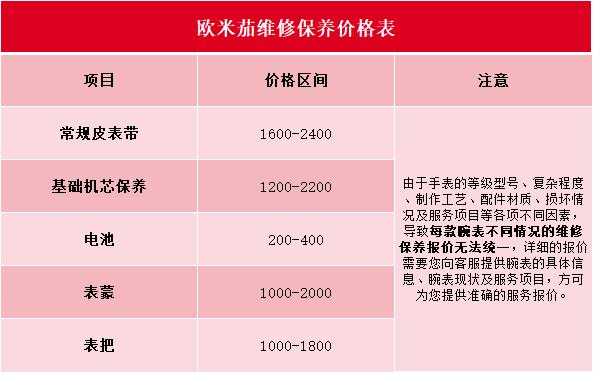 北京歐米茄售后維修保養費用價目表